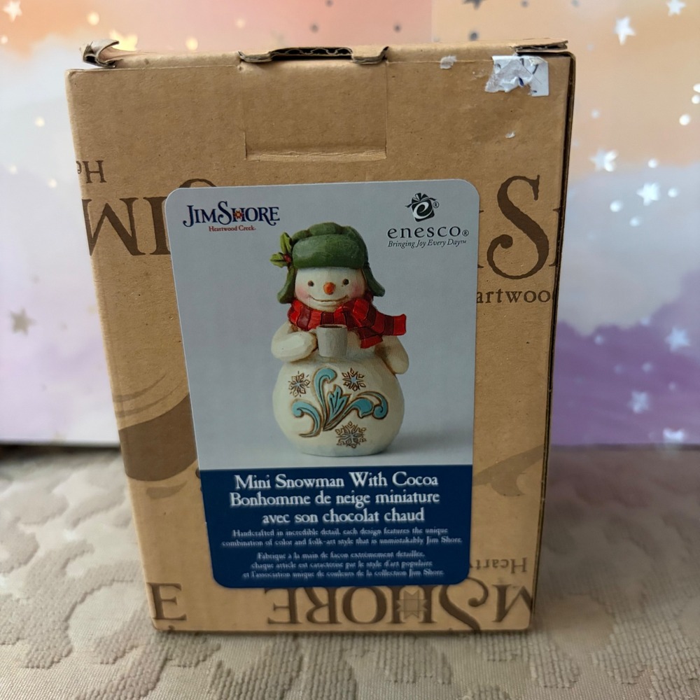 Jim Shore Heartwood Creek Mini Snowman With Cocoa Figurine 6004294 Enesco 2019
